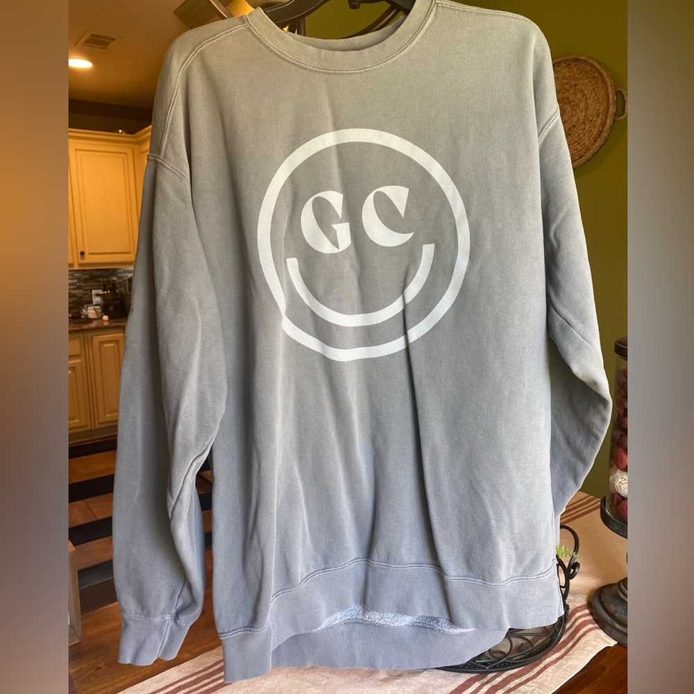 Comfort Colors Gray Sweatshirt with Smiley Face